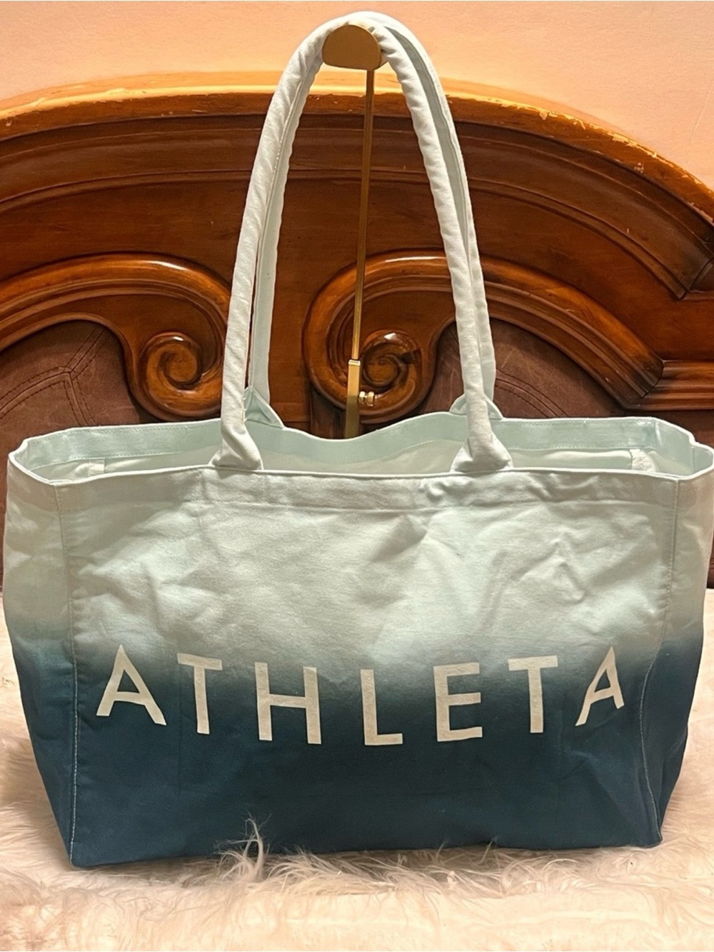 Athleta Ombre Teal-to-Navy Canvas Tote